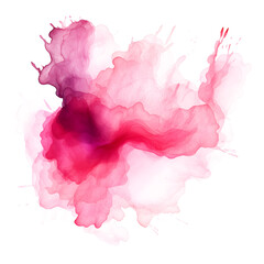 Pink watercolor stain on white and transparent background