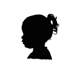children happy silhouette illustration in black