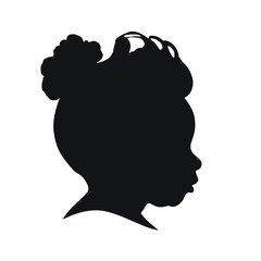 children happy silhouette illustration in black