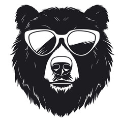 Obraz premium Bear Wearing Glasses Logo Monochrome Design Style