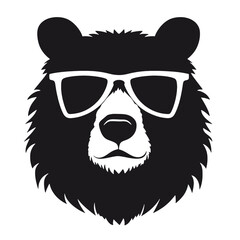 Obraz premium Bear Wearing Glasses Logo Monochrome Design Style