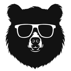 Fototapeta premium Bear Wearing Glasses Logo Monochrome Design Style