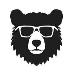 Bear Wearing Glasses Logo Monochrome Design Style