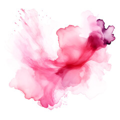 Fototapeta premium Pink watercolor stain on white and transparent background