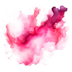 Pink watercolor stain on white and transparent background