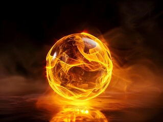 Glowing Yellow Energy Orb Radiating Warmth and Power in Abstract Background