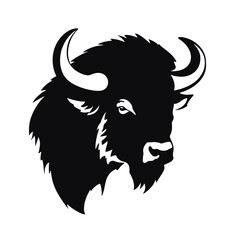 Bison Silhouette Vintage Logo Design Emblem Template