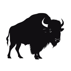 Bison Silhouette Vintage Logo Design Emblem Template