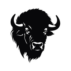 Bison Silhouette Vintage Logo Design Emblem Template