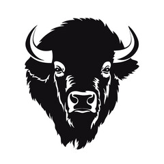 Bison Silhouette Vintage Logo Design Emblem Template