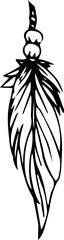 Hand drawn feather illustration on transparent background.