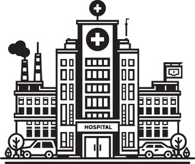 Obraz premium Contemporary Hospital Building Vector Art