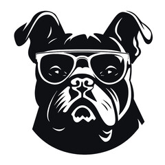 English bulldog wearing eyeglasses