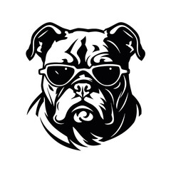 English bulldog wearing eyeglasses