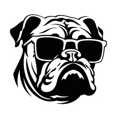 English bulldog wearing eyeglasses