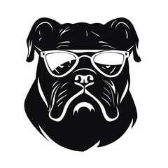 English bulldog wearing eyeglasses
