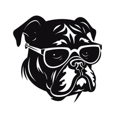 English bulldog wearing eyeglasses