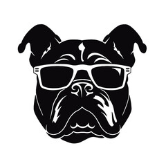 English bulldog wearing eyeglasses
