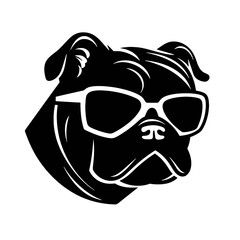 English bulldog wearing eyeglasses