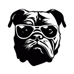 English bulldog wearing eyeglasses