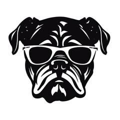 English bulldog wearing eyeglasses