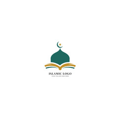 Modern Islamic Mosque And Quran Logo With White Background Vector Template