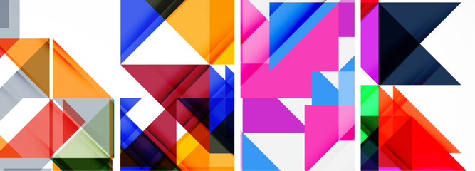 Set of colorful triangle poster cover template backgrounds. Vector illustration For Wallpaper, Banner, Background, Card, Book Illustration, landing page