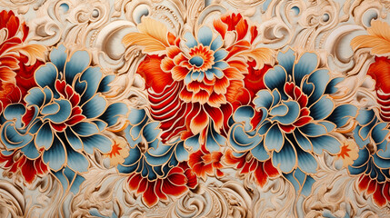 Exquisite Oriental Floral Carving
