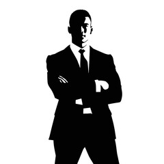 Businessman in suit avatar, front view. Abstract isolated vector silhouette