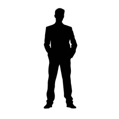 Businessman in suit avatar, front view. Abstract isolated vector silhouette