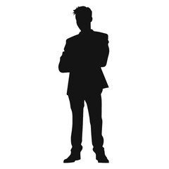 Fototapeta premium Businessman in suit avatar, front view. Abstract isolated vector silhouette