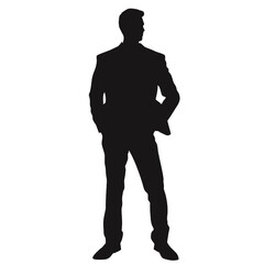 Businessman in suit avatar, front view. Abstract isolated vector silhouette