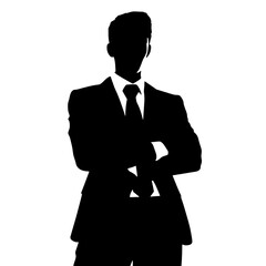 Businessman in suit avatar, front view. Abstract isolated vector silhouette