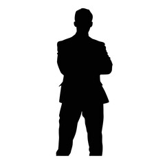 Businessman in suit avatar, front view. Abstract isolated vector silhouette