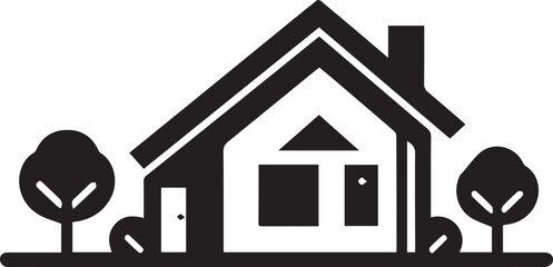 black and white house silhouette