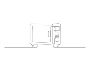 Continuous Line Drawing Of Microwave. One Line Of Oven Electric. Microwave Continuous Line Art. Editable Outline.
