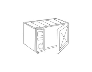 Continuous Line Drawing Of Microwave. One Line Of Oven Electric. Microwave Continuous Line Art. Editable Outline.