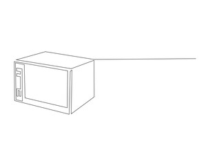 Continuous Line Drawing Of Microwave. One Line Of Oven Electric. Microwave Continuous Line Art. Editable Outline.
