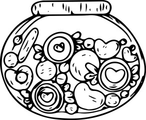 Hand drawn valentine jar illustration on transparent background.
