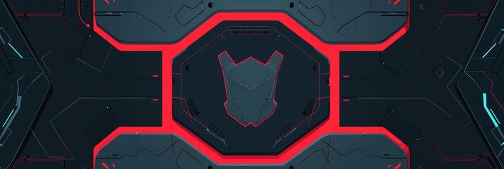Futuristic Red and Black Tech Interface Background