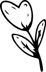 Hand drawn flora illustration on transparent background.