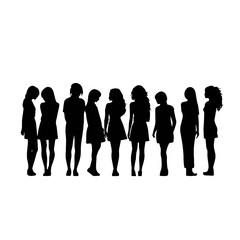 silhouettes group of of women  standing vector