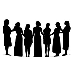 silhouettes group of of women  standing vector