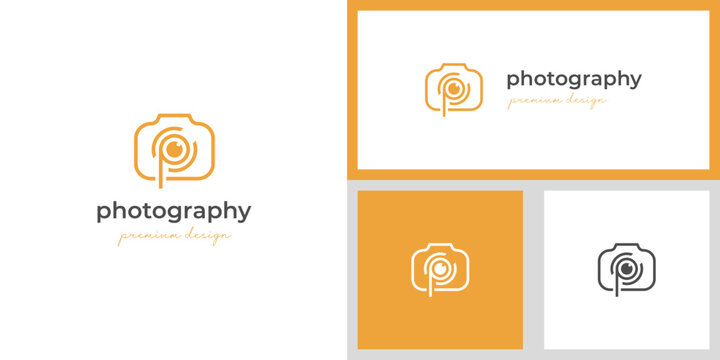 Camera photography logo icon vector symbol for photo studio brand, photographer logo template