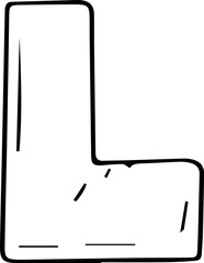 Hand drawn letter L illustration on transparent background.
