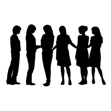 silhouettes group of of women  standing vector