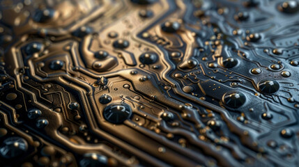 Closeup of a 3D printed circuit board made from a conductive material. The precision and intricacy of the printed circuitry highlights the potential for using unique materials