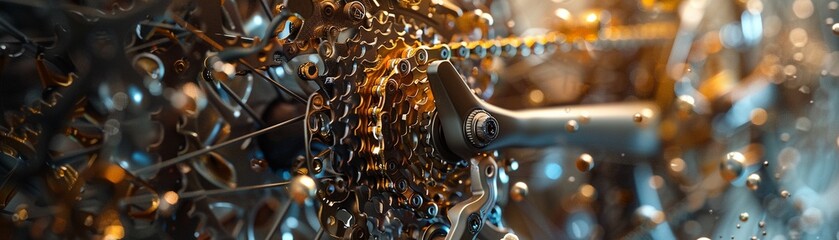 Bicycle gears intricate and oiled