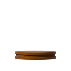 cylinder podium in square, wood textured rendering 3d of transparent background
