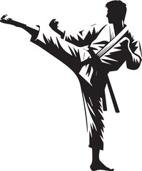 Graceful Strikes: Kung Fu Karate Silhouette Vector Art